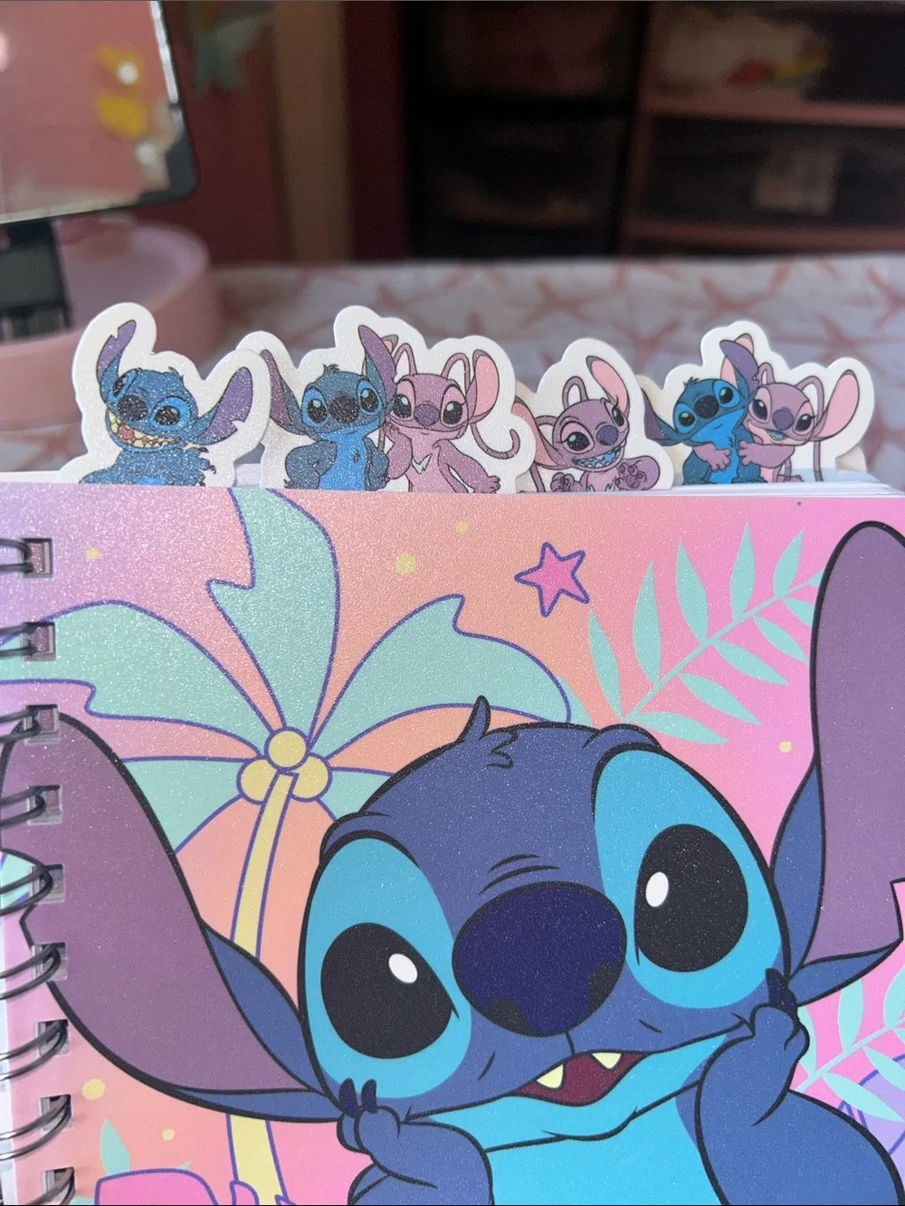 Disney Stitch Spiral Notebook in Pink and Blue with Stickers